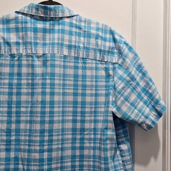 Columbia Mens Blue Plaid Short-Sleeve Button-Up Shirt Size L - Picture 8 of 10